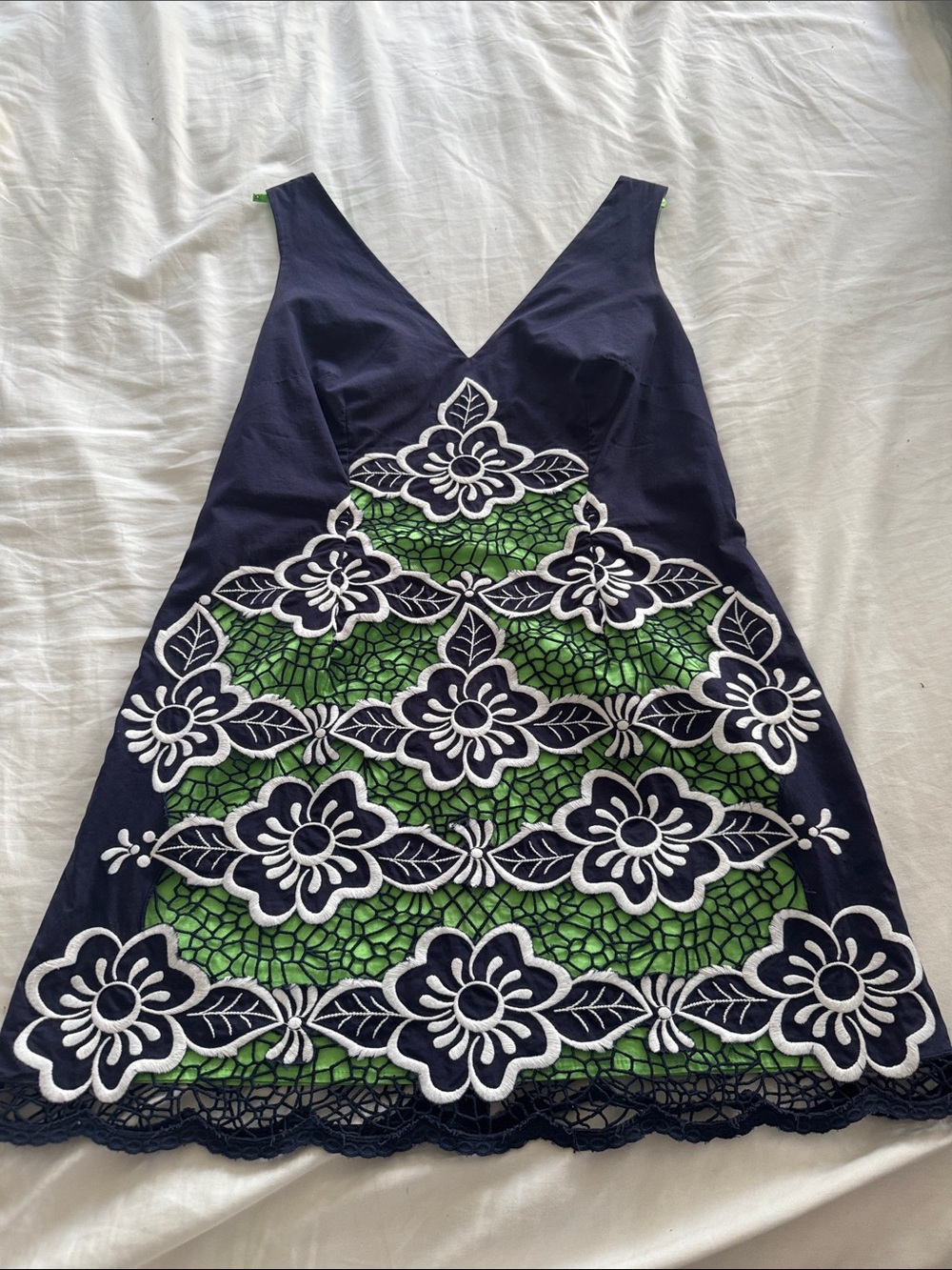Lilly Pulitzer Navy Dress with Green & White Floral Lace